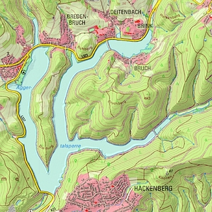Die Grafik zeigt ein Beispiel eines Auszuges der Topographischen Karten